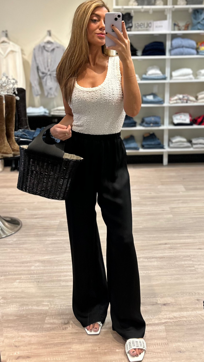 Enza Costa Popcorn Puckered Tank in White