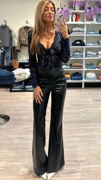 Generation Love Wesley Faux Leather Flared Pants in Black