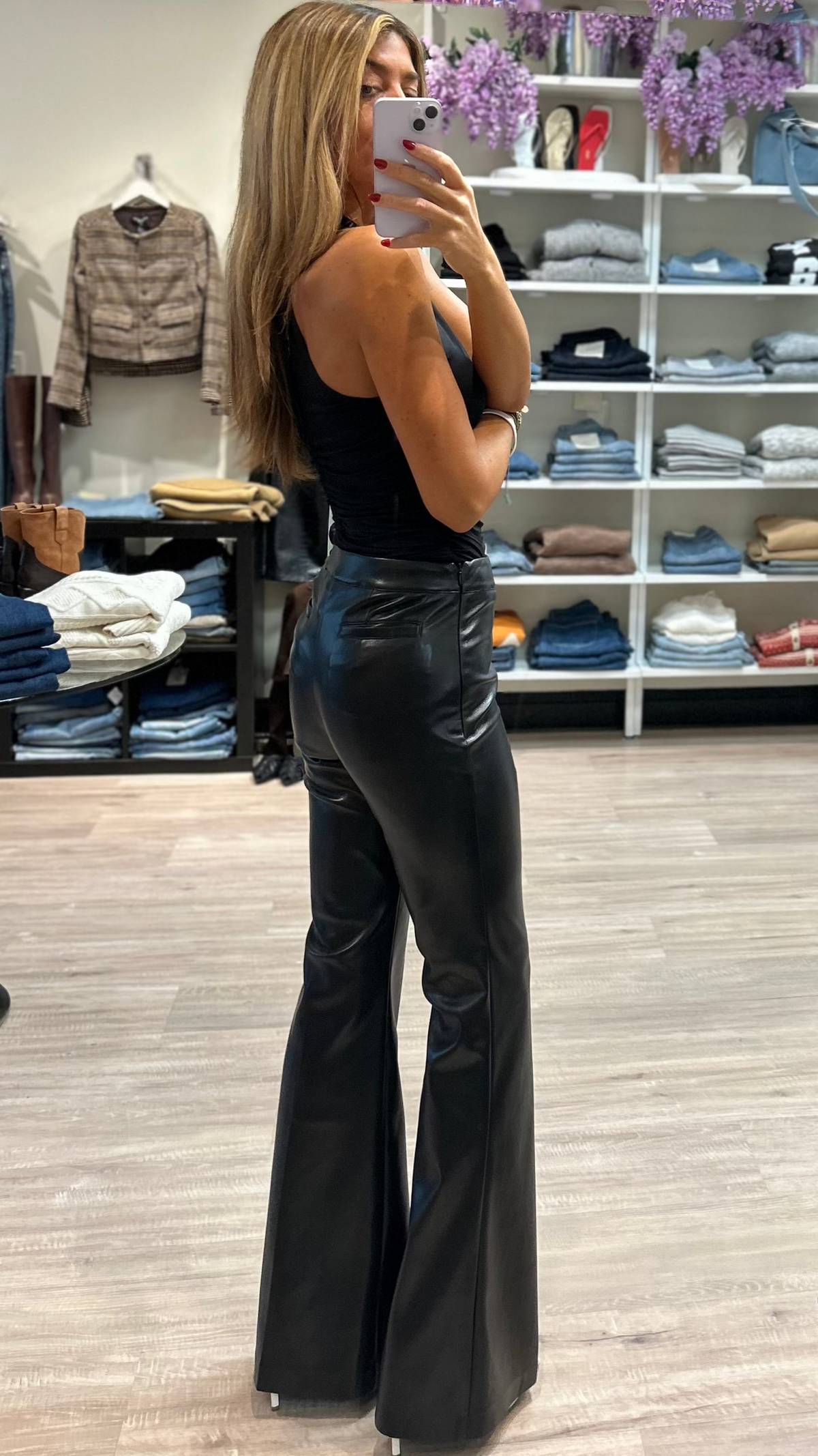 Generation Love Wesley Faux Leather Flared Pants in Black
