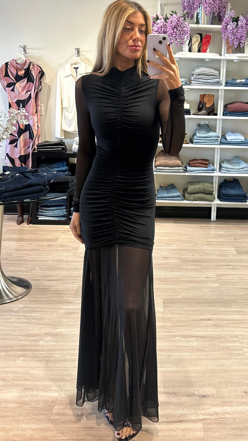 Favorite Daughter The Love Language Long Sleeve Gown in Black