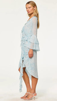 Misa Ceria Top in Acqua Blue Chiffon