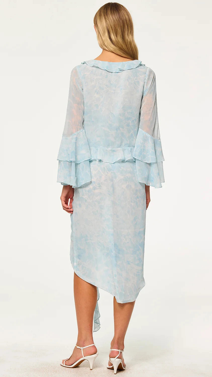 Misa Ceria Top in Acqua Blue Chiffon
