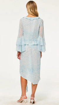 Misa Ceria Top in Acqua Blue Chiffon
