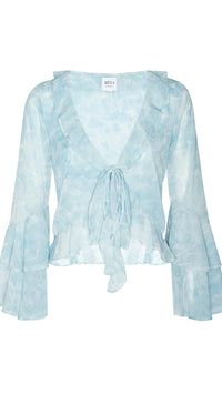 Misa Ceria Top in Acqua Blue Chiffon