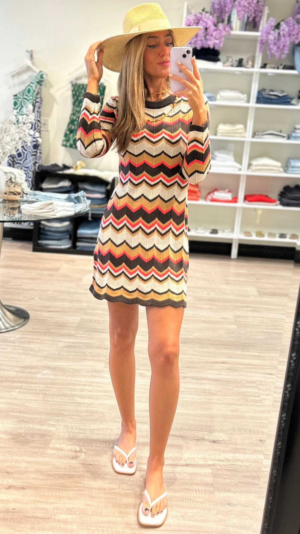 Heartloom Aston Long Sleeve Knit Dress in Coco