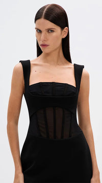 Misha The Ines Bonded Mini Dress in Black