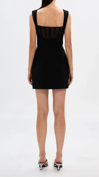Misha The Ines Bonded Mini Dress in Black