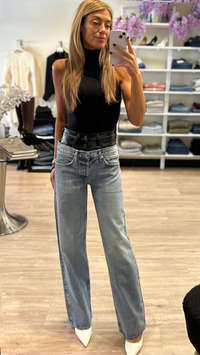 Agolde Elson Double Waisted Recycled Leather Jean in Detox/Outbreak