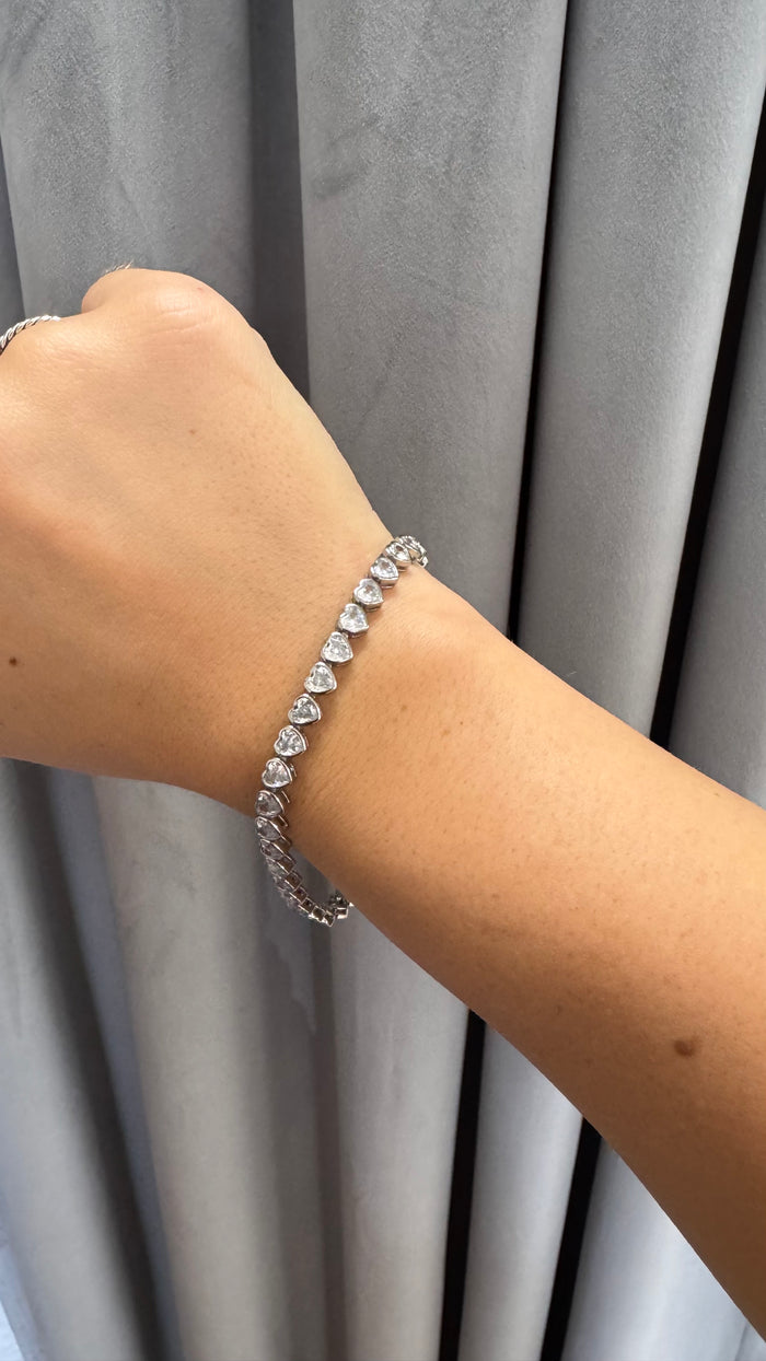 Alexa Leigh Heart Tennis Bracelet in Silver