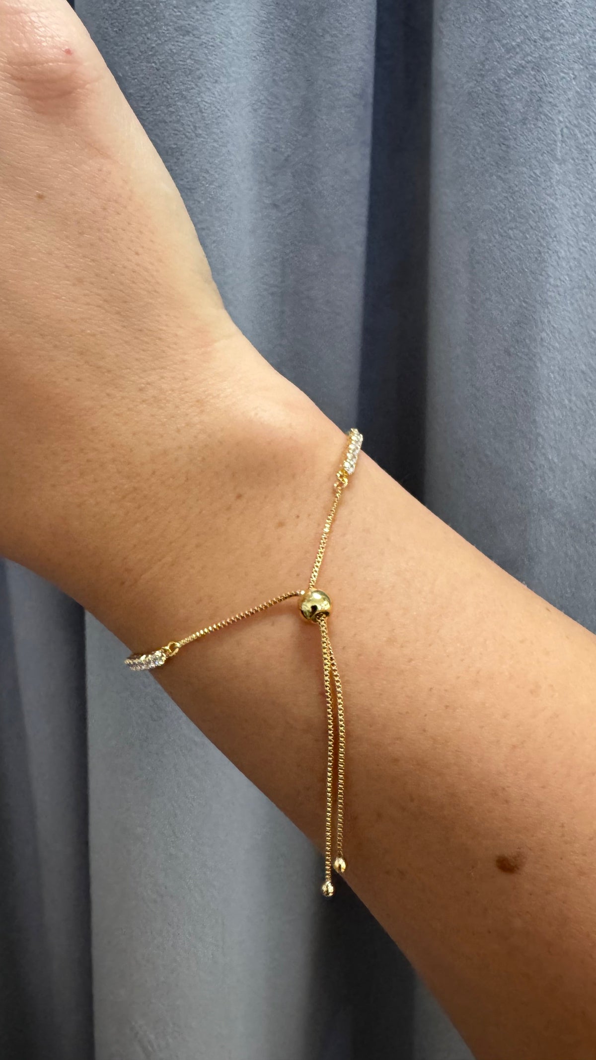 Shashi Bead Closure Tennis Bracelet in Gold