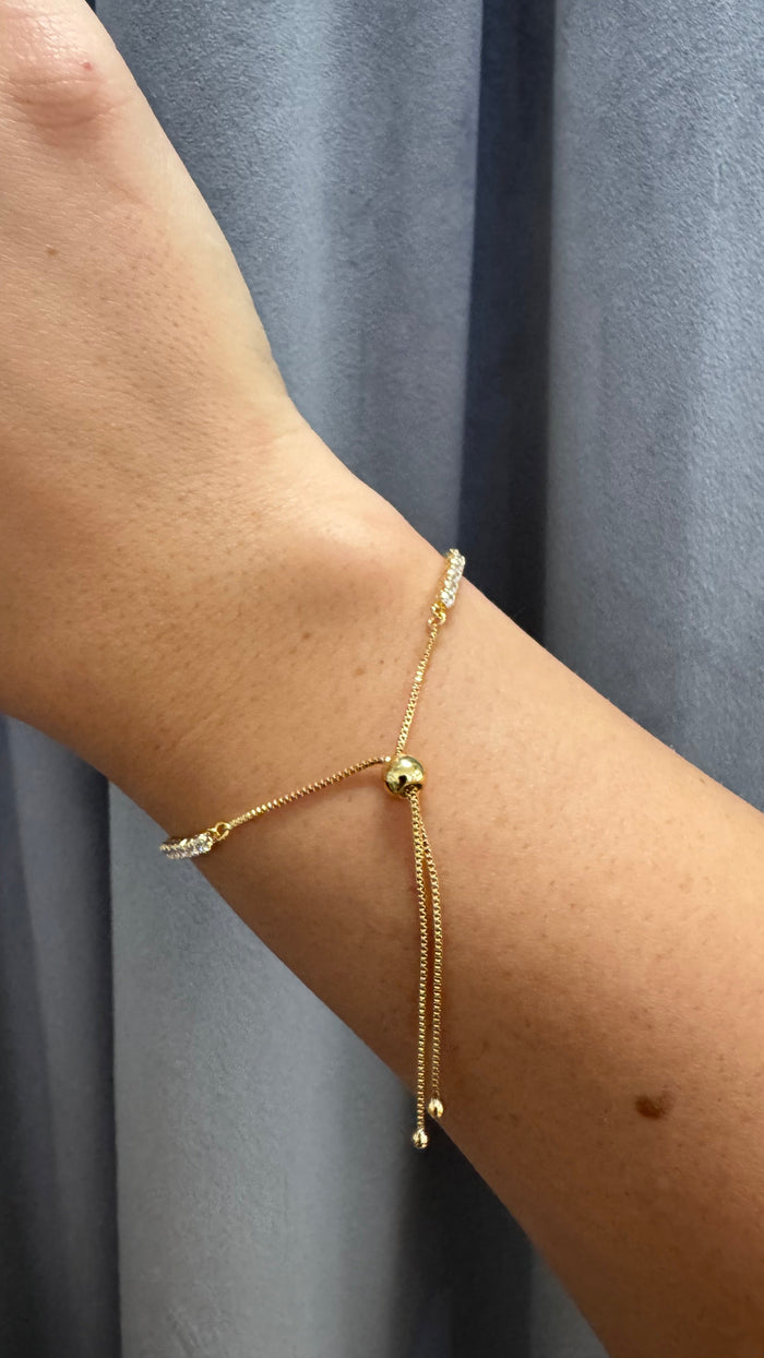 Shashi Bead Closure Tennis Bracelet in Gold