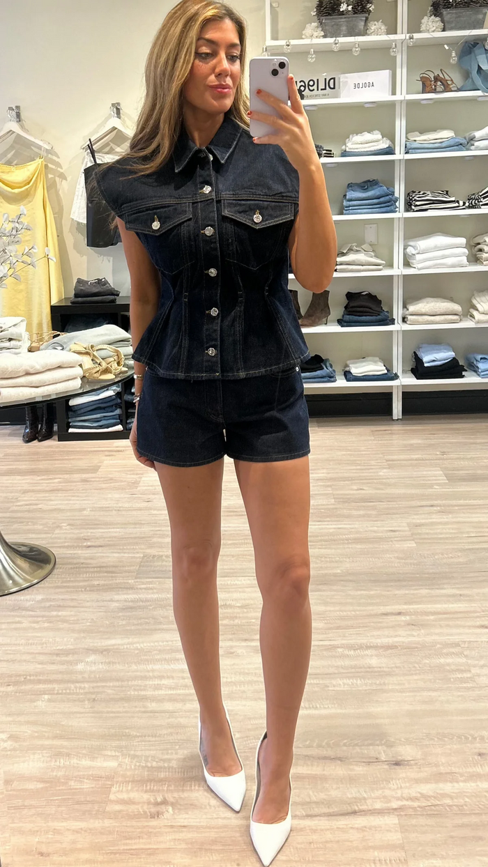 Frame Denim The Nipped Vest in Rinse