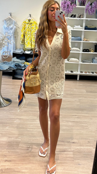 Misa Carmel Crochet Shift Dress in Summer Crochet