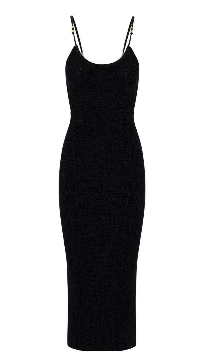 Osis Studio Violet Knit Midi Dress in Black