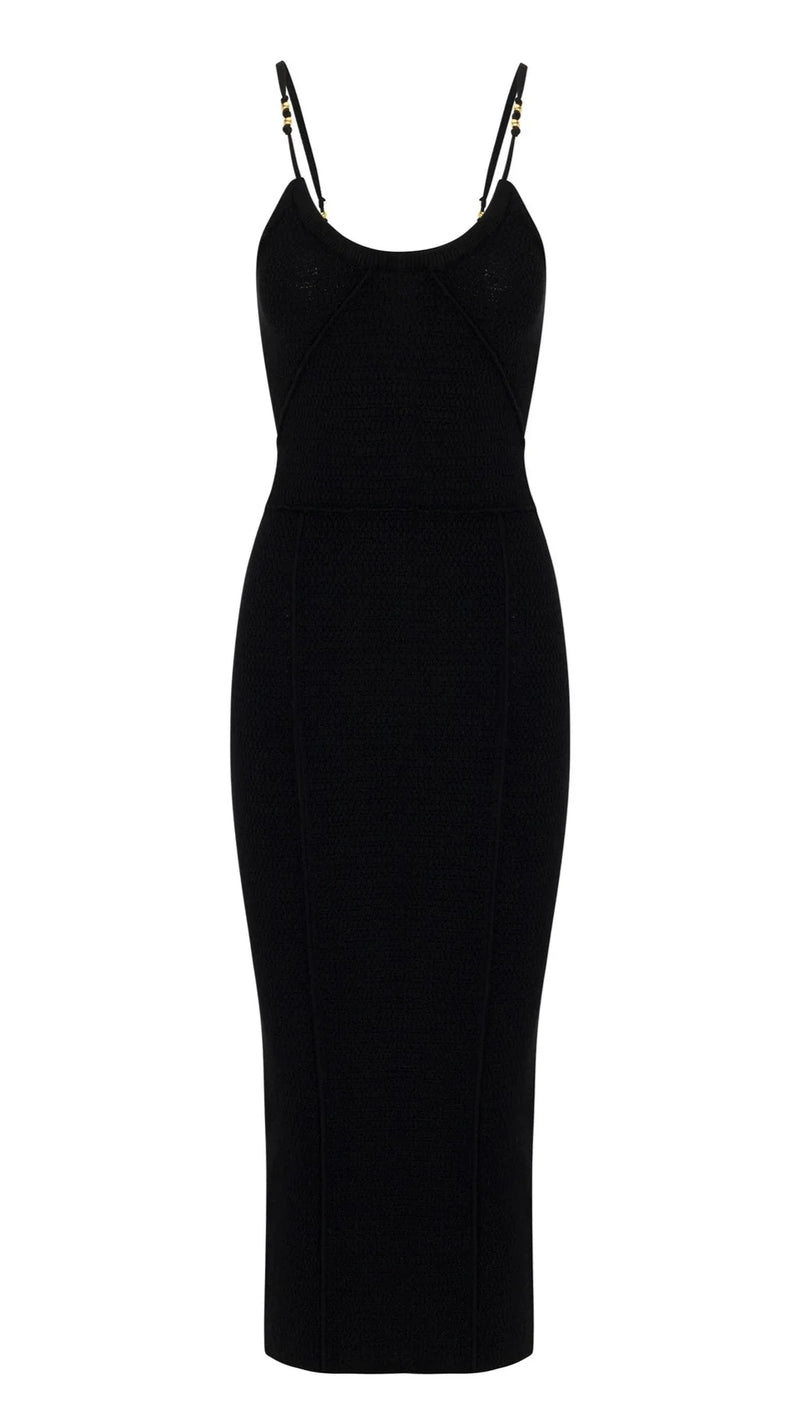 Osis Studio Violet Knit Midi Dress in Black