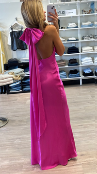 Misha The Evianna Satin Bow Gown in Hot Pink