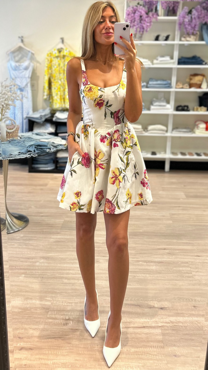 Amanda Uprichard Mabel Mini Dress in White Multi