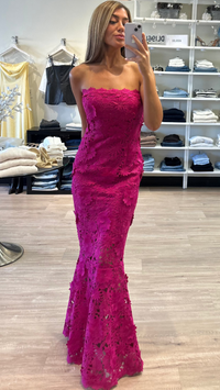 Generation Love Mirelle 3D Lace Gown in Hibiscus