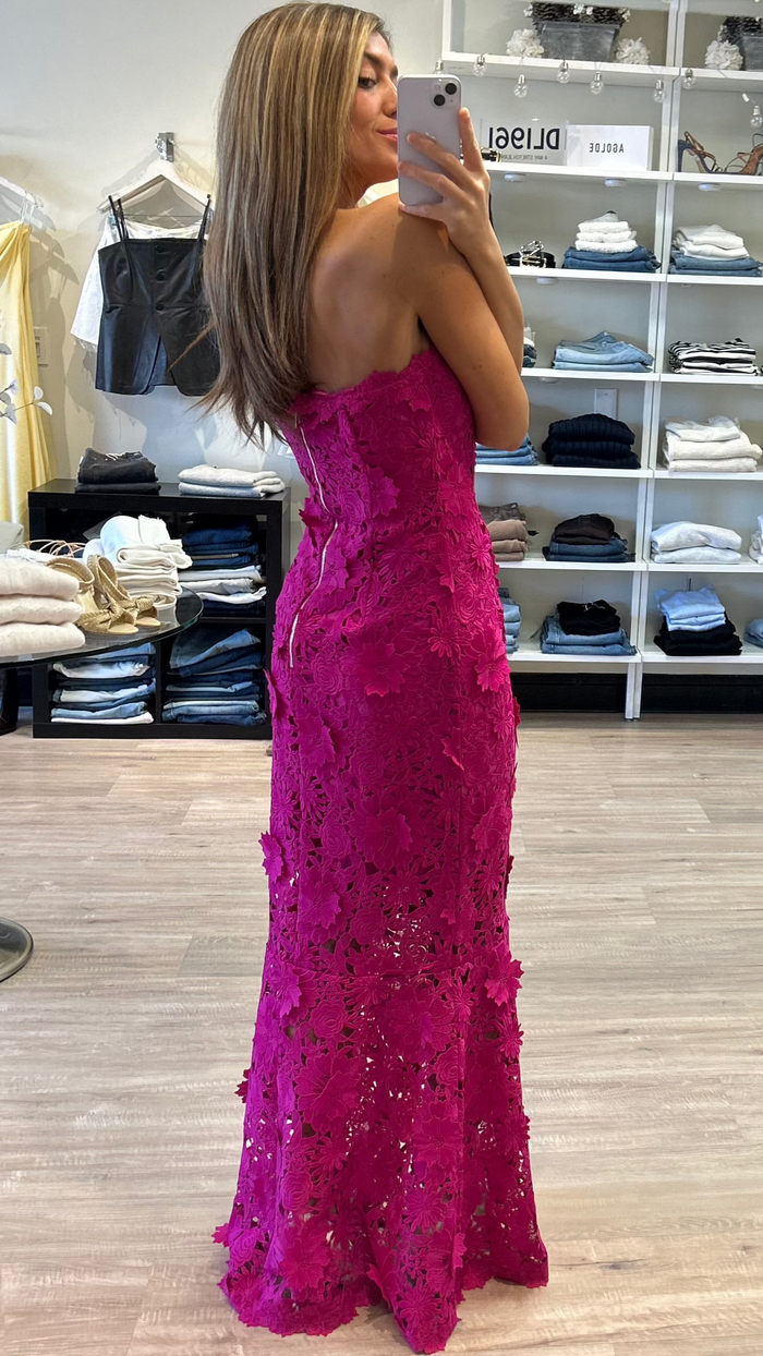 Generation Love Mirelle 3D Lace Gown in Hibiscus