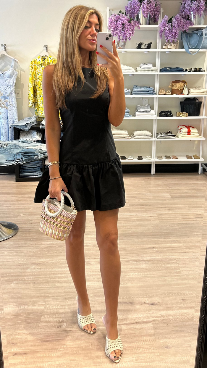 Amanda Uprichard Katina Drop Waist Mini Dress in Black