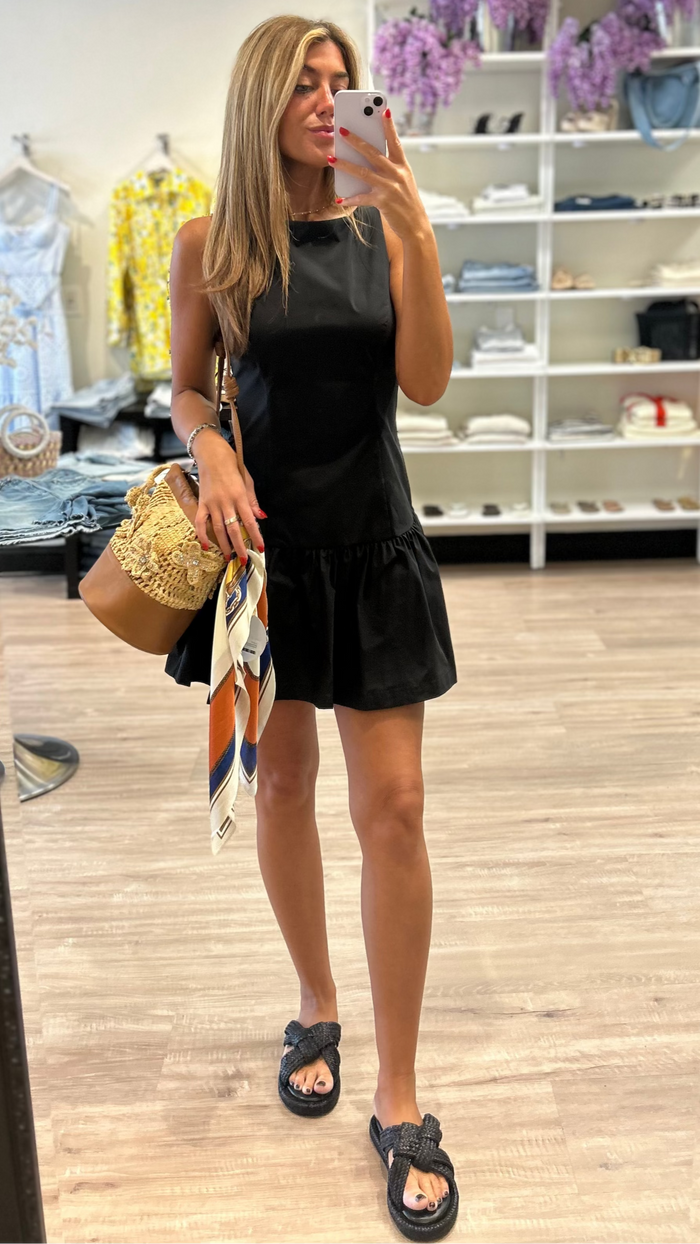 Amanda Uprichard Katina Drop Waist Mini Dress in Black