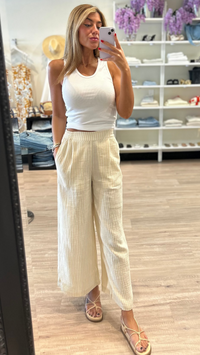 Favorite Daughter The Beach Walk Pant in Sand Stripe