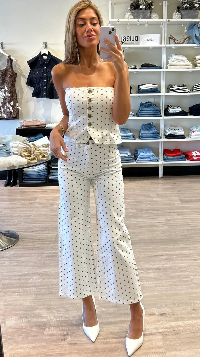 DL1961 Denim Hepburn High Rise Wide Leg 27" in Marine Dot