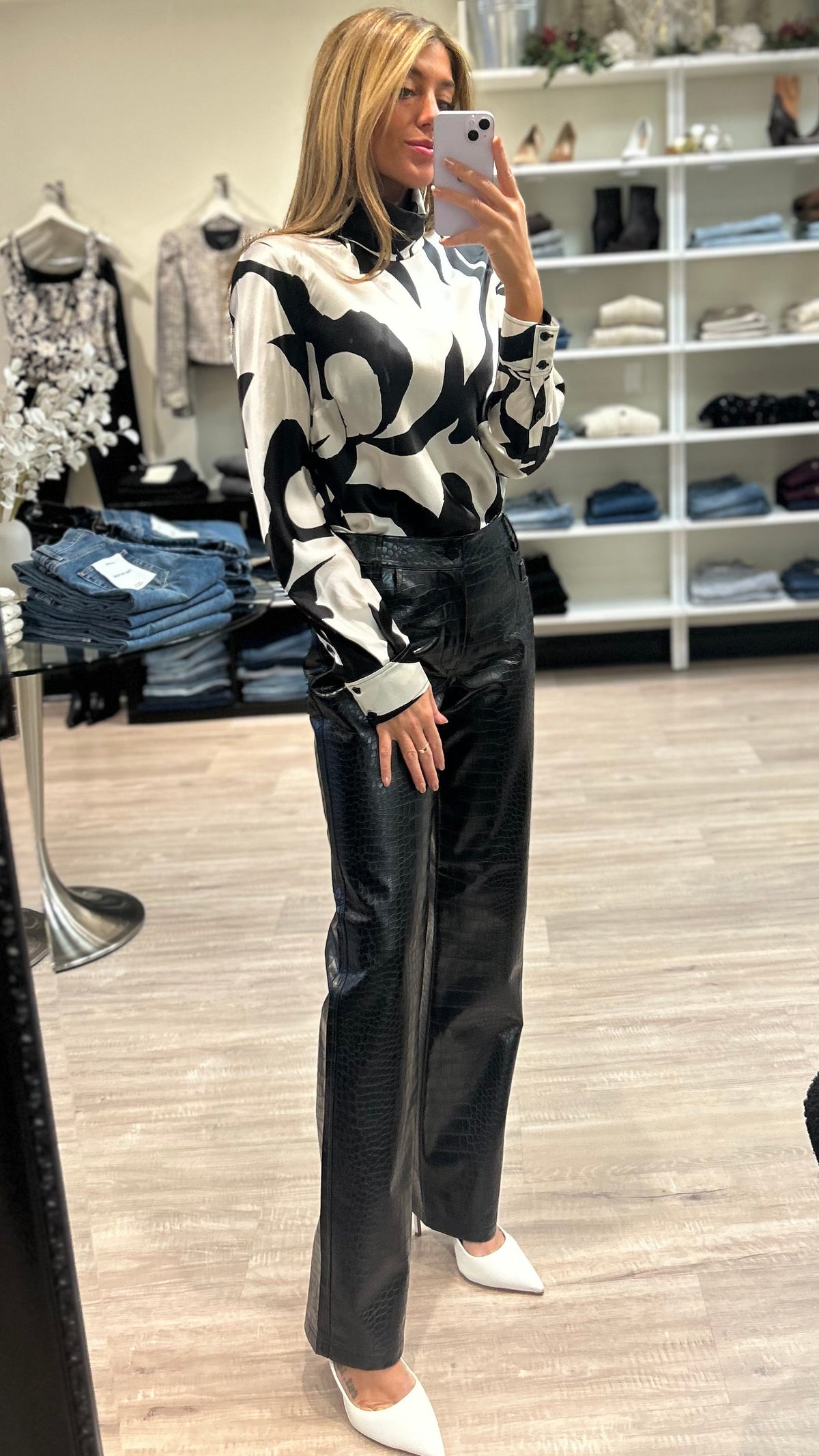 Ronny Kobo Enid Blouse in Black/Ivory