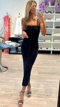 Heartloom Plumeria Knit Midi Dress in Navy