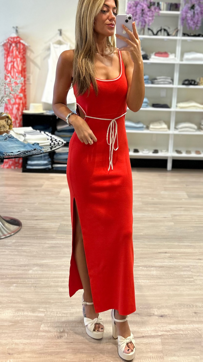 Heartloom Carson Knit Cutout Midi Dress in Flame