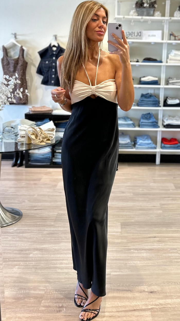 Heartloom London Halter Dress in White/Black