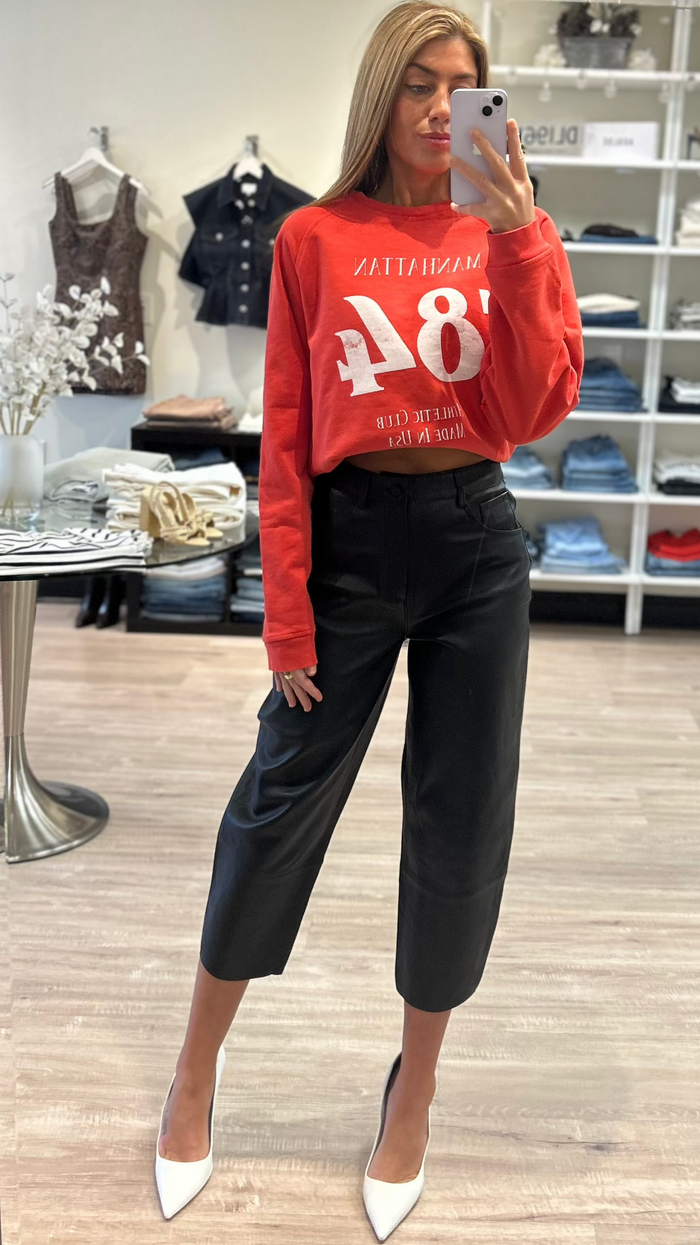 Lamarque Fenne Leather Tapered Pant in Black