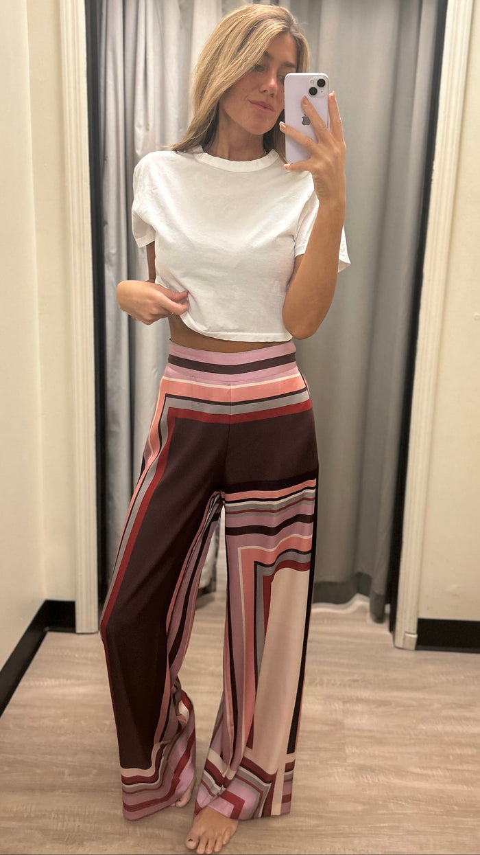 Misa Izzie Pant in Chocolate Geo Stripe