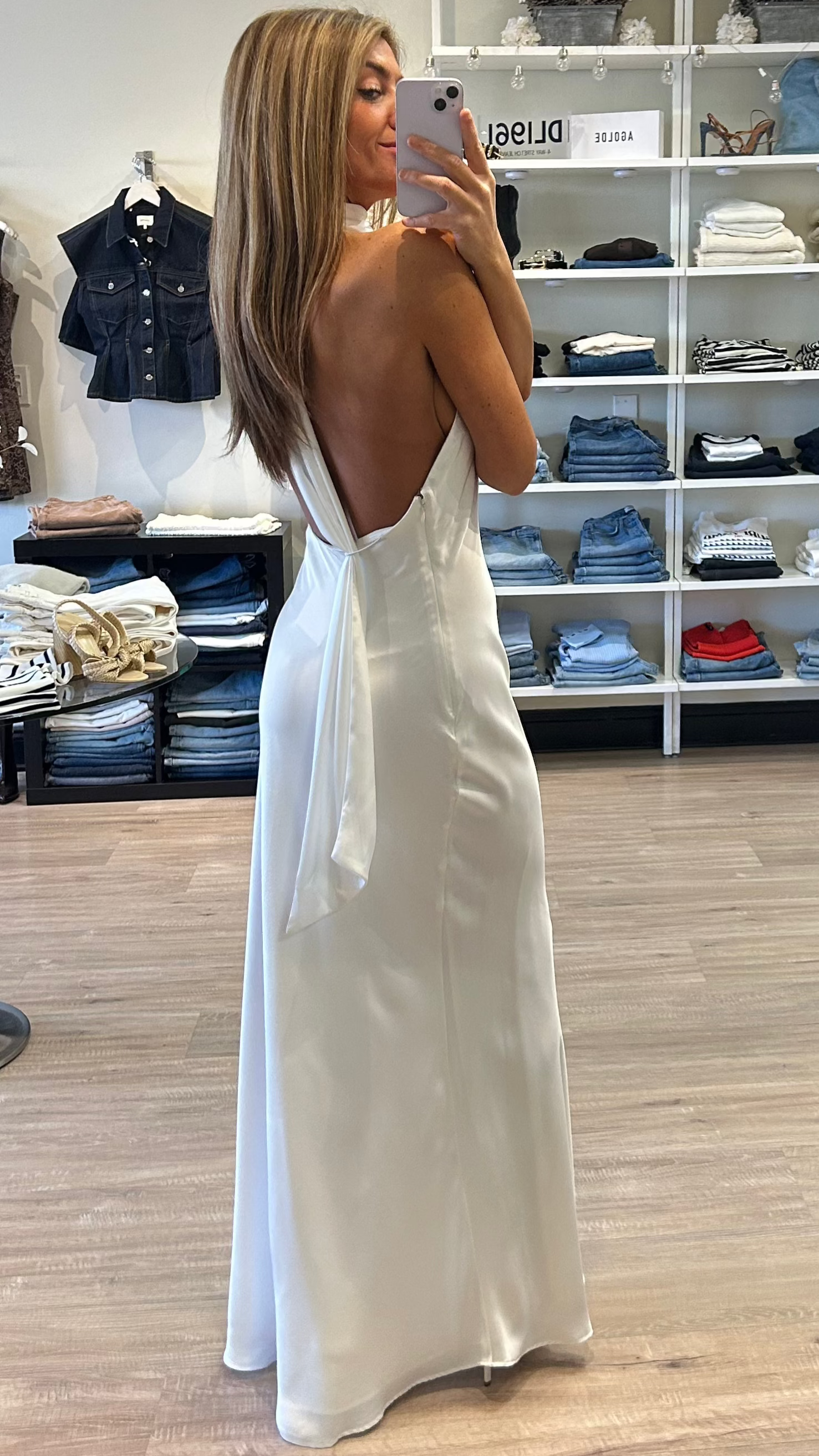 Misha The Alastair Satin Gown in Ivory – Suite 201