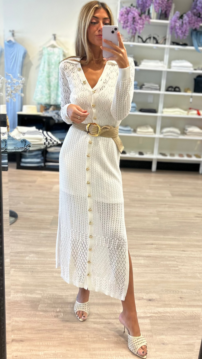 Generation Love Eleni Pointelle Knit Dress in White