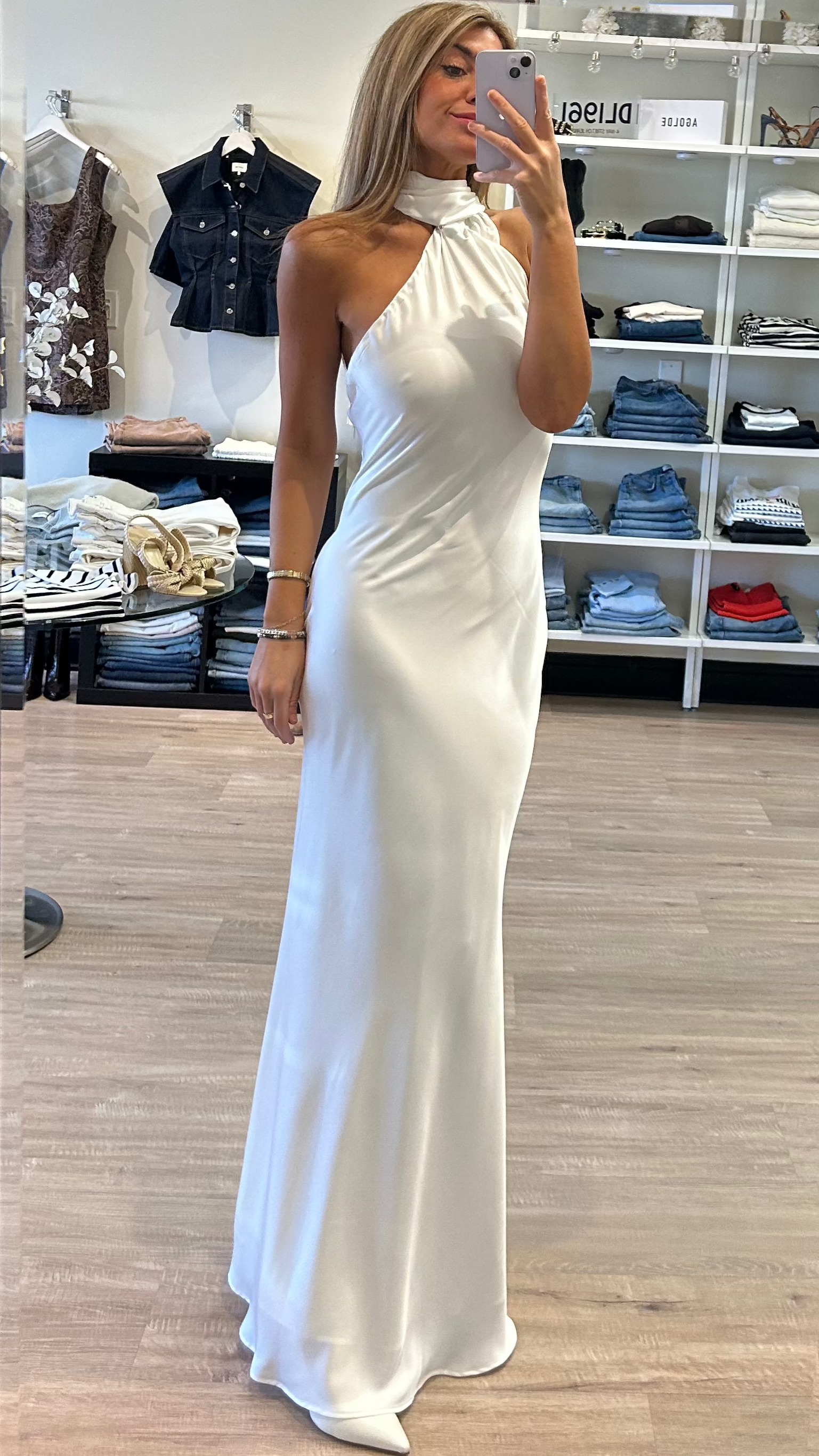 Misha The Alastair Satin Gown in Ivory – Suite 201