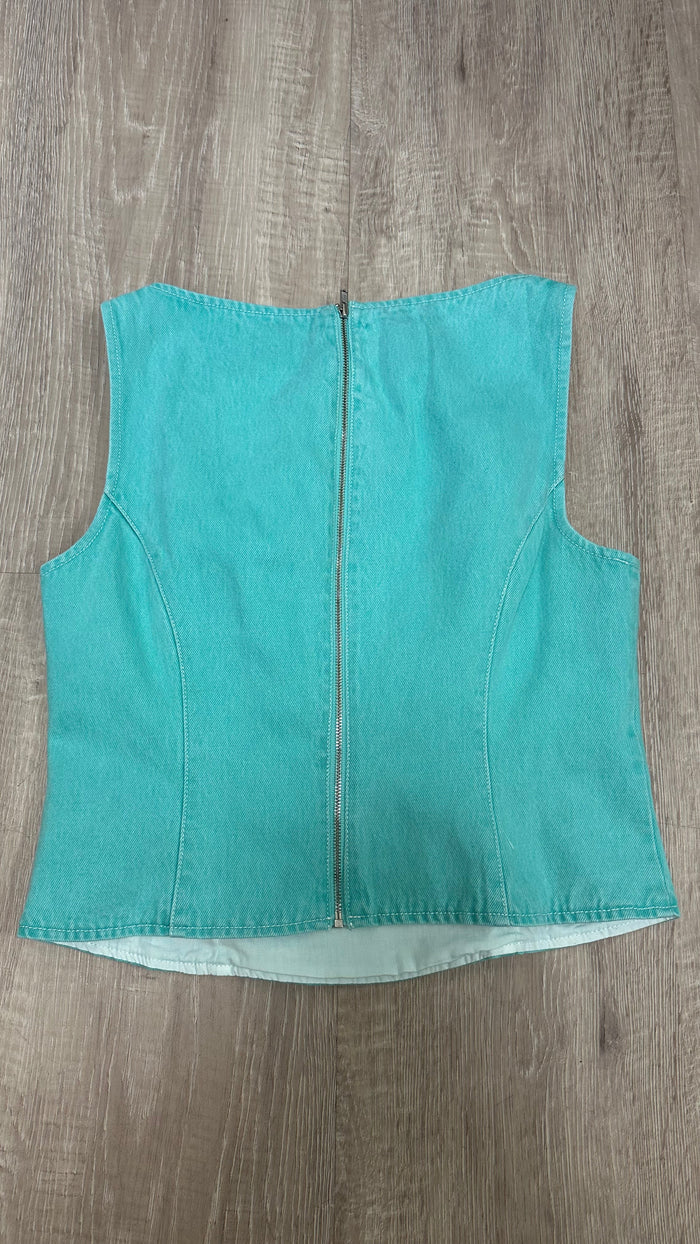 Amanda Uprichard Lielle Denim Top in Caribbean