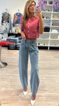 Amanda Uprichard Braswell Tweed Top Jacket in Roseberry