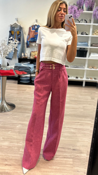 Amanda Uprichard Blythe Tweed Pant in Roseberry