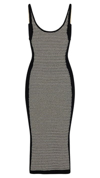 Osis Studio Monica Knit Midi Dress in White/Black