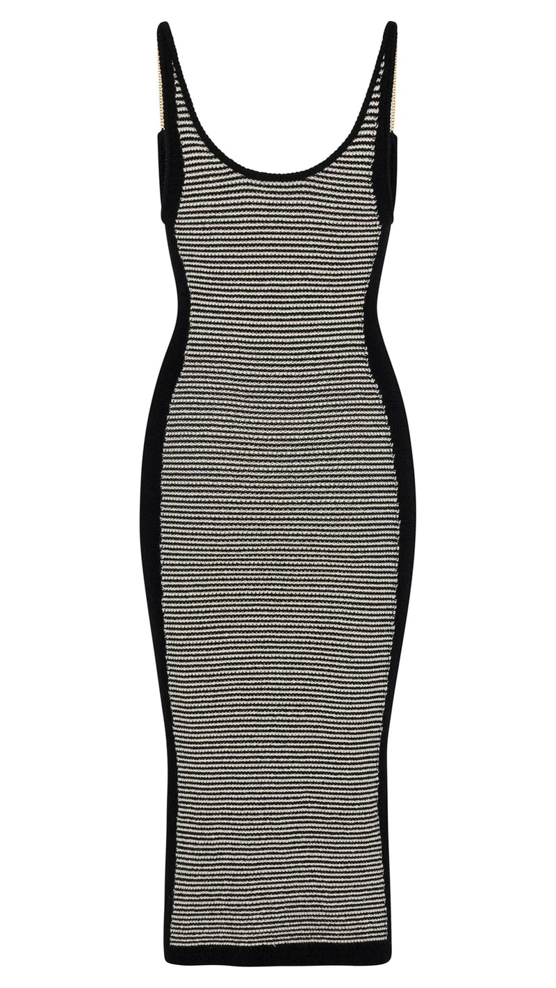 Osis Studio Monica Knit Midi Dress in White/Black