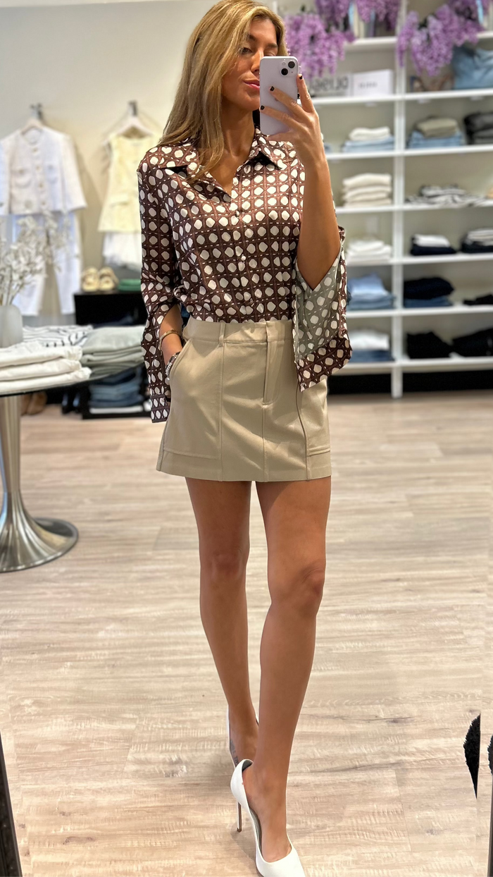 Commando Faux Leather Utility Micro Mini Skirt in Sand