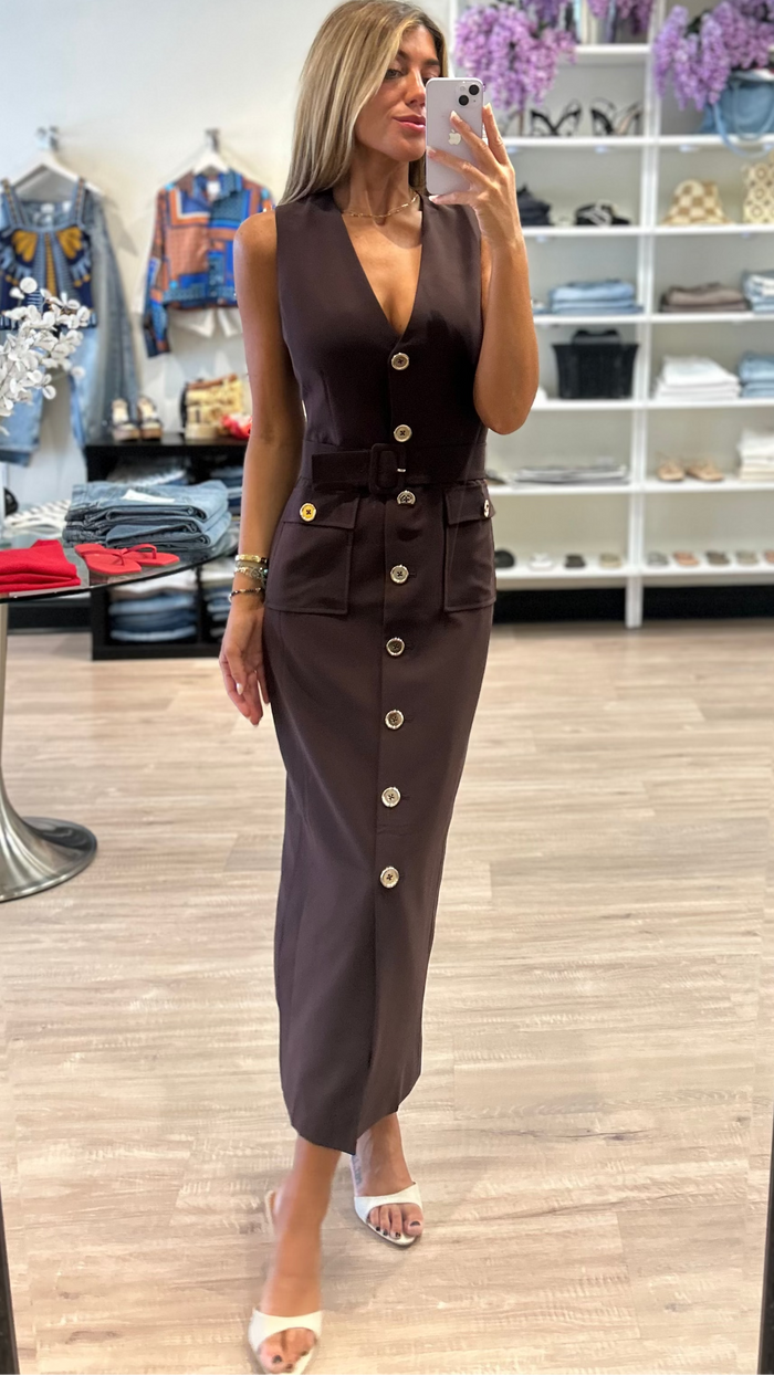 Amanda Uprichard Sonata Belted Dress in Coco
