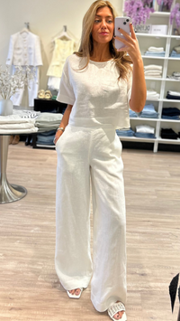 Favorite Daughter Easy Breezy Linen Top in White