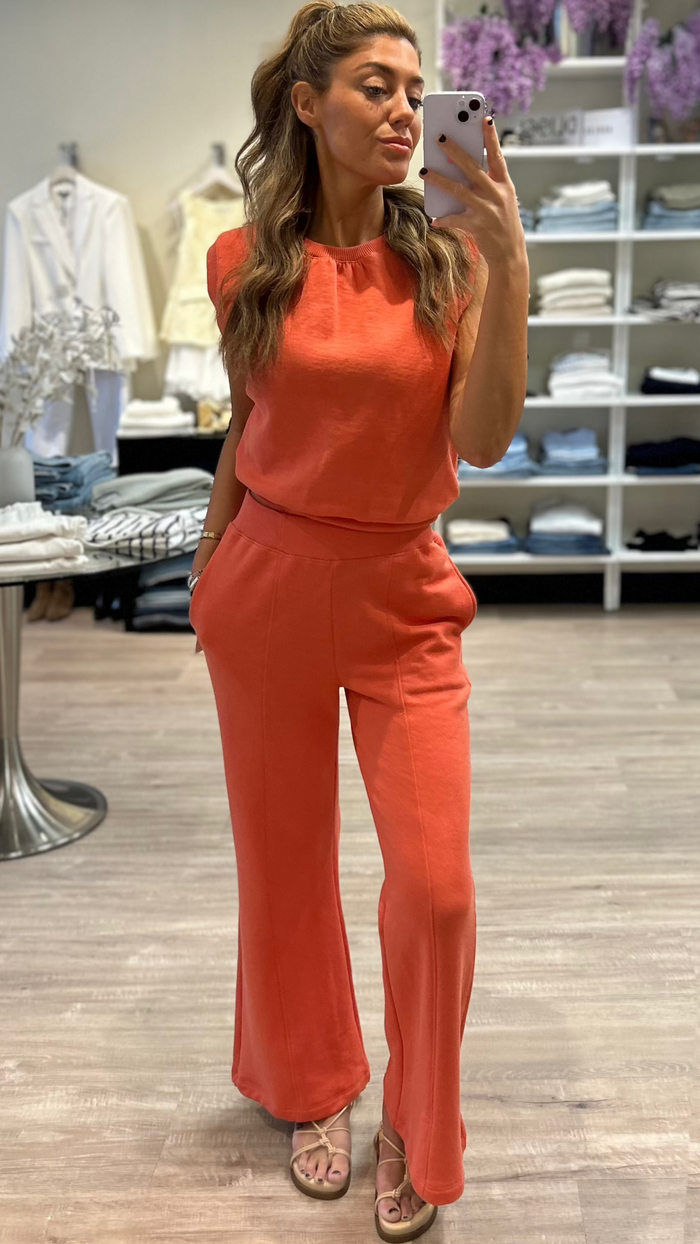 Nation LTD Reece Flare Sweatpants in Coral Kiss