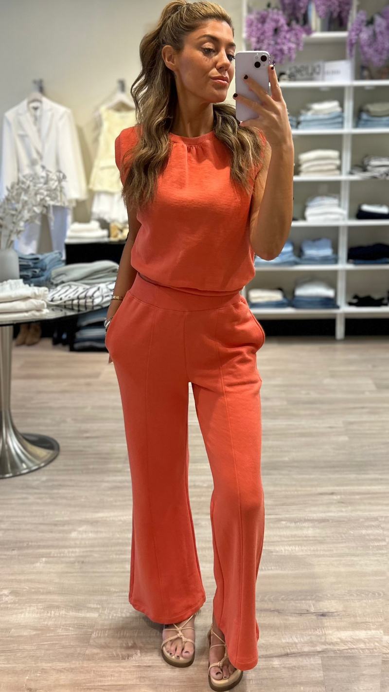 Nation LTD Reece Flare Sweatpants in Coral Kiss