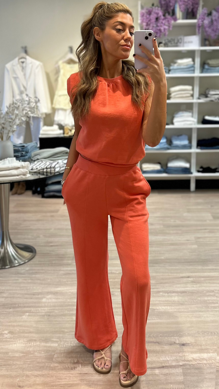 Nation LTD Billie Sleeveless Sweatshirt in Coral Kiss