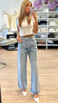 AGOLDE Denim Emmi High Rise Wide Leg Belted Jean in Incline