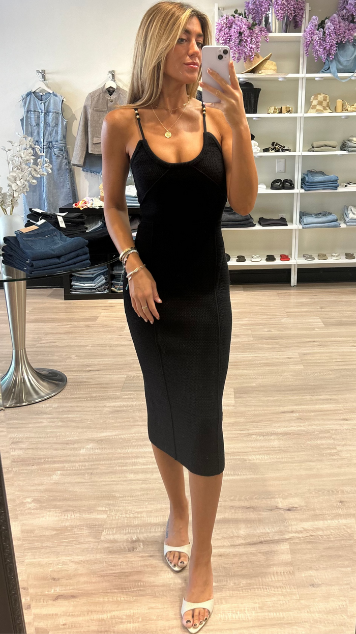 Osis Studio Violet Knit Midi Dress in Black