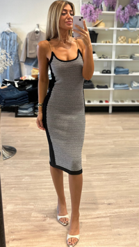 Osis Studio Monica Knit Midi Dress in White/Black
